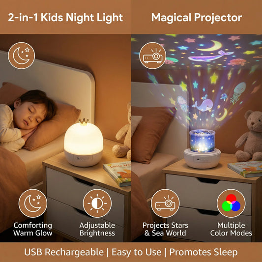 2-in-1 Kids Night Light and Projector