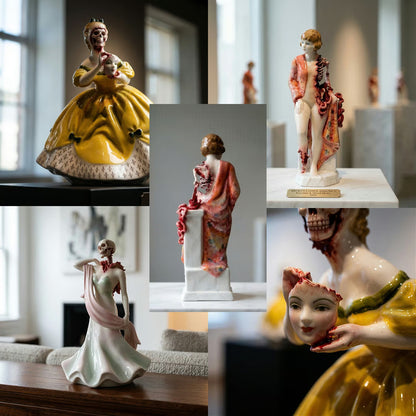 🏺✨ Broken Ladies Ceramic Art Figure – Handcrafted Mixed Media Sculpture