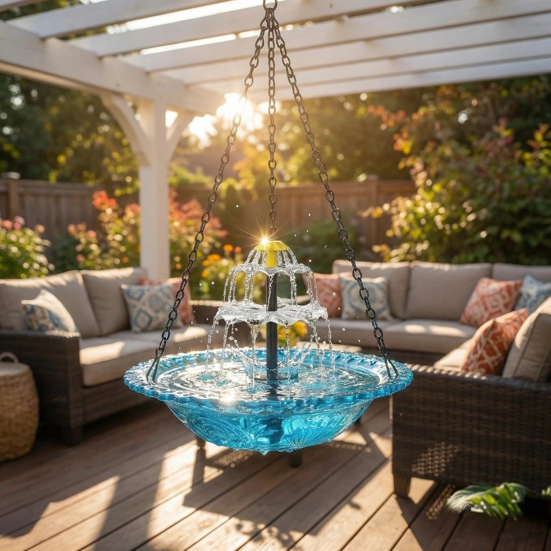 ✨2026 Spring special offer🐦 Solar Cascade Hanging Bird Bath Fountain