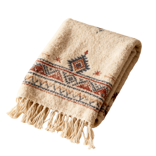 Boho Woven Fringe Throw Blanket