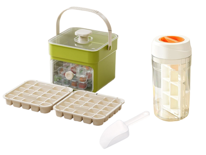 One-Press Ice Cube Tray with Storage Bin