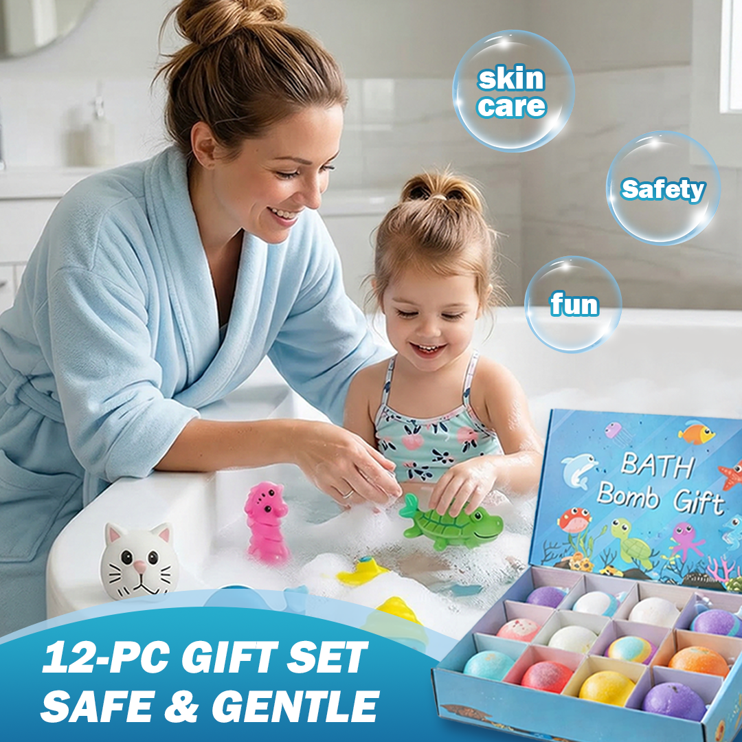 Bath Bombs for Kids with SurpriseSPRINGInside, 12 Pack Kid Bath Bombs Gift Set,Easter Basket Stuffers for Boys Girls BubbleBath with Toys Inside Skin Repair