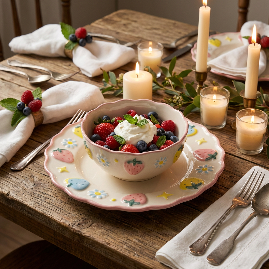 Strawberry Meadow Series – Scallop Dessert Plate