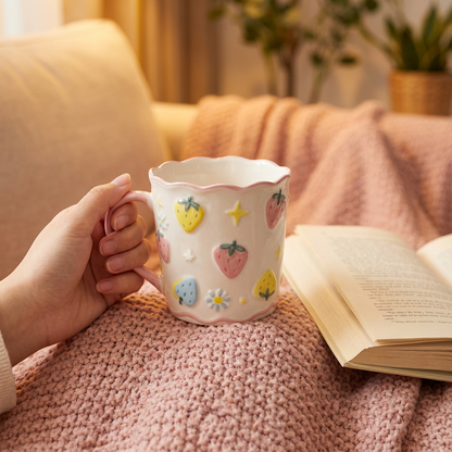 Strawberry Meadow Series – Wavy Ceramic Mug