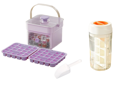 One-Press Ice Cube Tray with Storage Bin