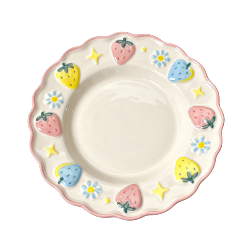 Strawberry Meadow Series – Scallop Dessert Plate