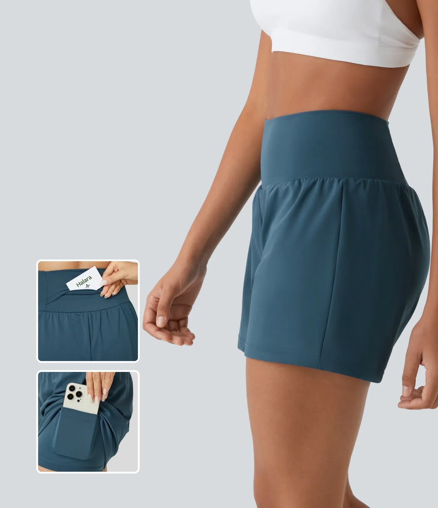 2-Piece Super High Waisted Back Pocket & Side Hidden Pocket 2-in-1