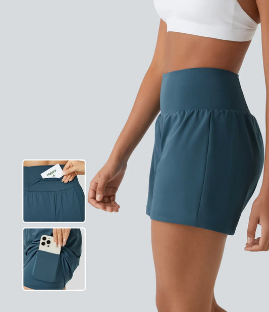 2-Piece Super High Waisted Back Pocket & Side Hidden Pocket 2-in-1