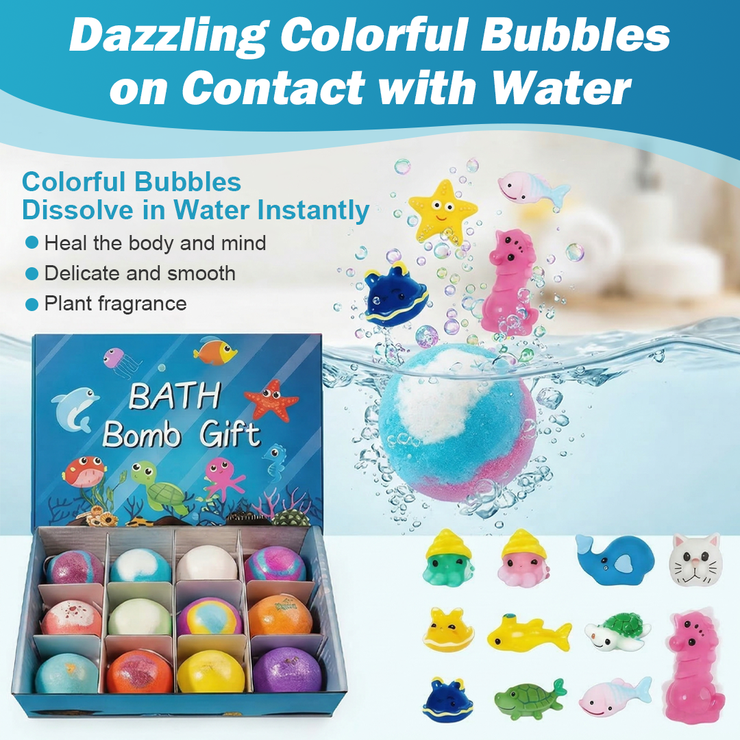 Bath Bombs for Kids with SurpriseSPRINGInside, 12 Pack Kid Bath Bombs Gift Set,Easter Basket Stuffers for Boys Girls BubbleBath with Toys Inside Skin Repair