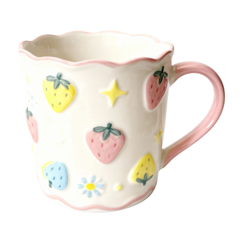 Strawberry Meadow Series – Wavy Ceramic Mug