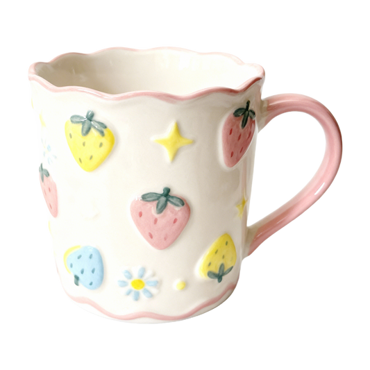 Strawberry Meadow Series – Wavy Ceramic Mug