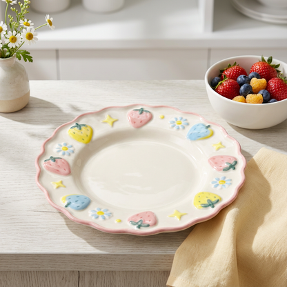 Strawberry Meadow Series – Scallop Dessert Plate