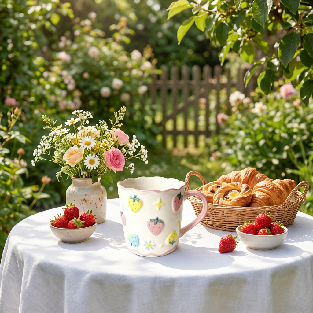 Strawberry Meadow Series – Wavy Ceramic Mug