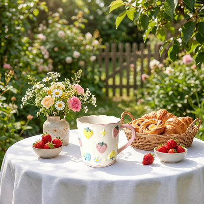 Strawberry Meadow Series – Wavy Ceramic Mug