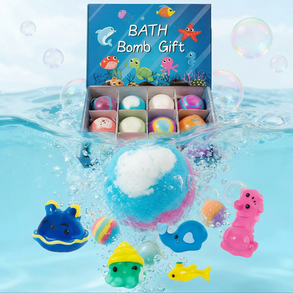 Bath Bombs for Kids with SurpriseSPRINGInside, 12 Pack Kid Bath Bombs Gift Set,Easter Basket Stuffers for Boys Girls BubbleBath with Toys Inside Skin Repair