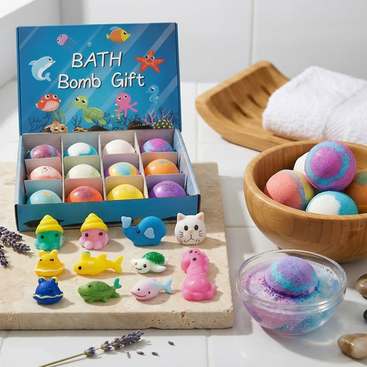 Bath Bombs for Kids with SurpriseSPRINGInside, 12 Pack Kid Bath Bombs Gift Set,Easter Basket Stuffers for Boys Girls BubbleBath with Toys Inside Skin Repair