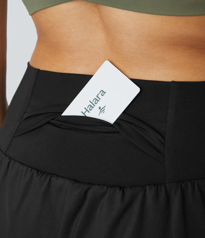 2-Piece Super High Waisted Back Pocket & Side Hidden Pocket 2-in-1