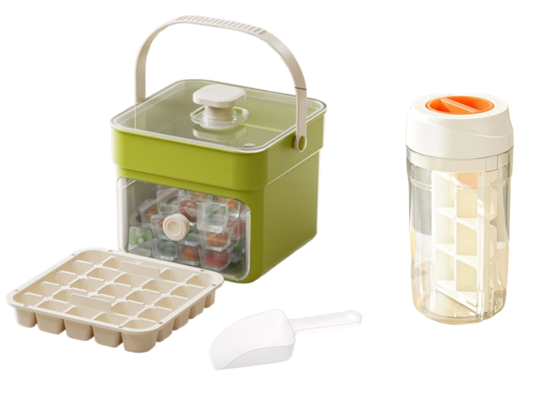 One-Press Ice Cube Tray with Storage Bin