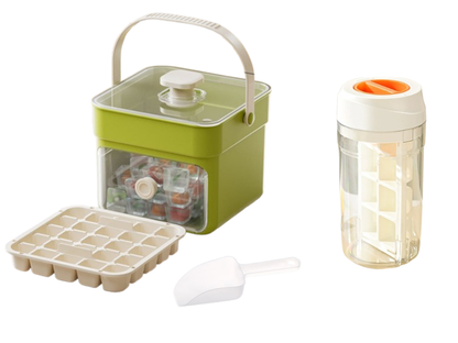 One-Press Ice Cube Tray with Storage Bin