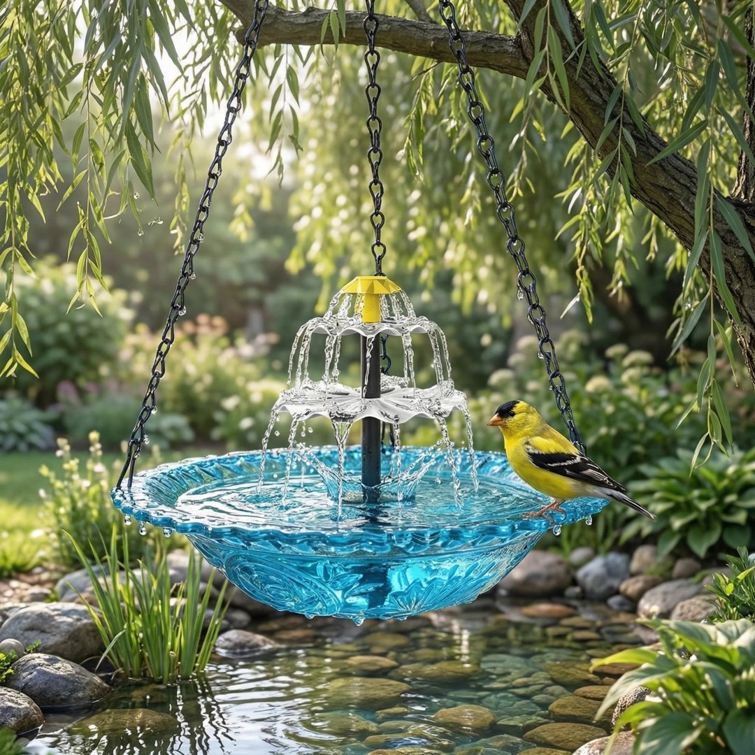 ✨2026 Spring special offer🐦 Solar Cascade Hanging Bird Bath Fountain