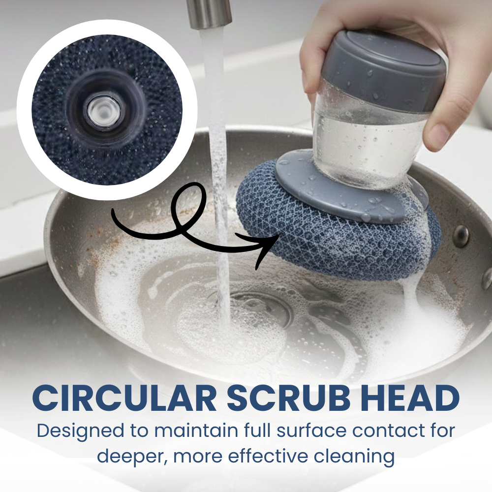 Lyvrae ProComfort Dish Scrubber with Built In Soap Dispenser (including 7 Refills)