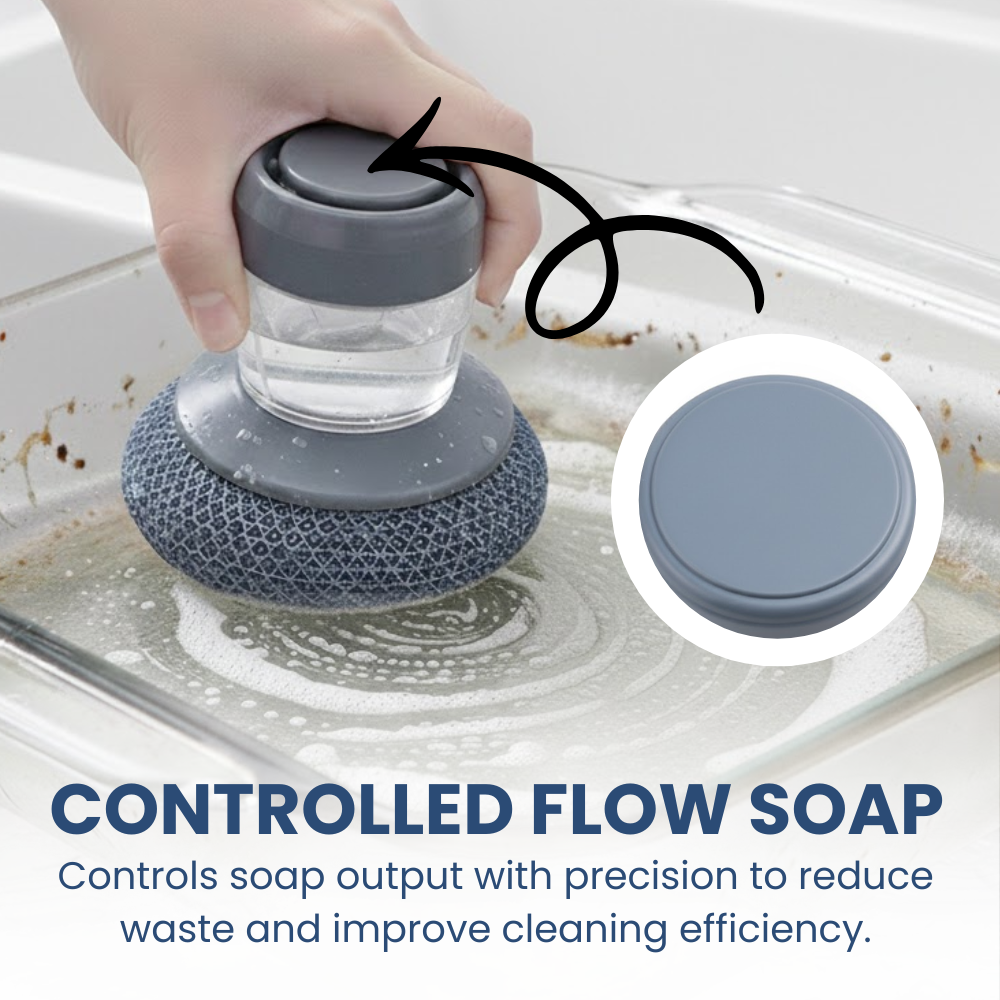 Lyvrae ProComfort Dish Scrubber with Built In Soap Dispenser (including 7 Refills)
