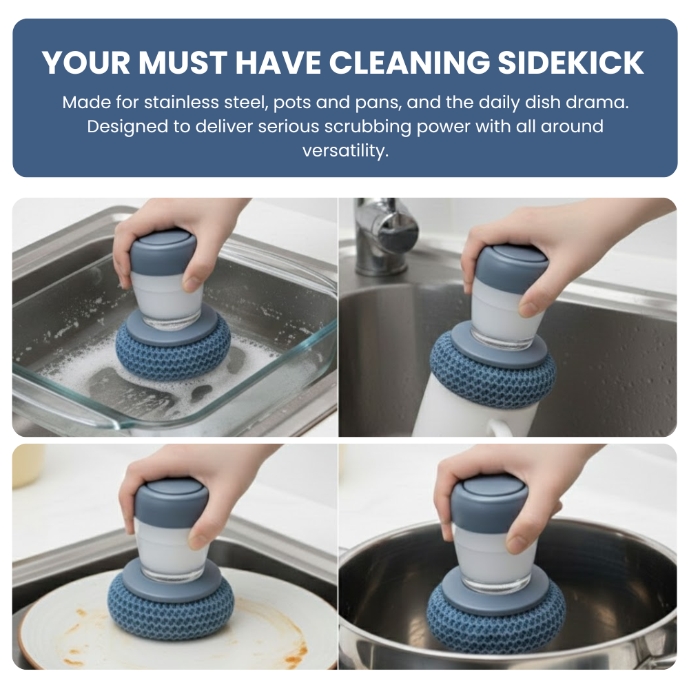 Lyvrae ProComfort Dish Scrubber with Built In Soap Dispenser (including 7 Refills)