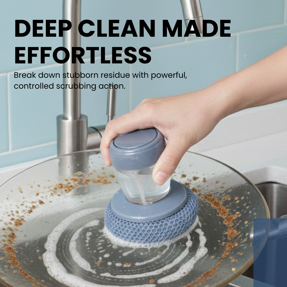Lyvrae ProComfort Dish Scrubber with Built In Soap Dispenser (including 7 Refills)