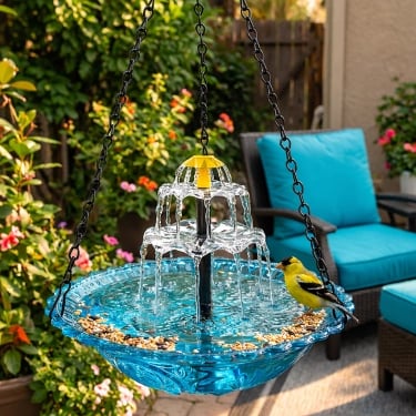 ✨2026 Spring special offer🐦 Solar Cascade Hanging Bird Bath Fountain