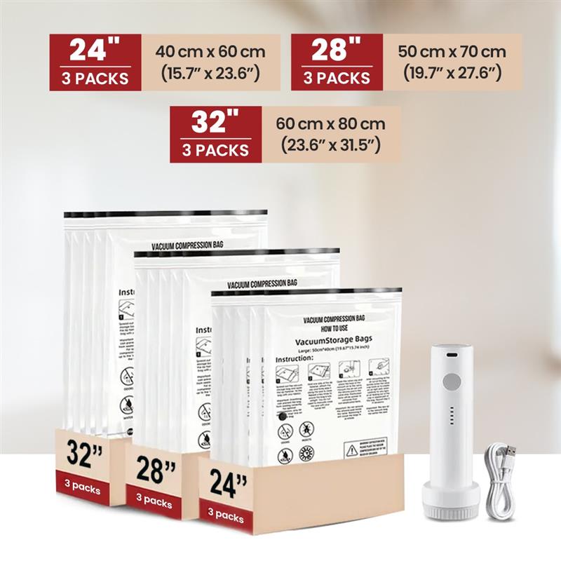 Lyvrae Vacuum Storage Bags Set with Cordless Pump Device