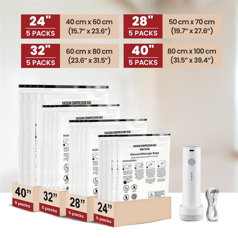 Lyvrae Vacuum Storage Bags Set with Cordless Pump Device