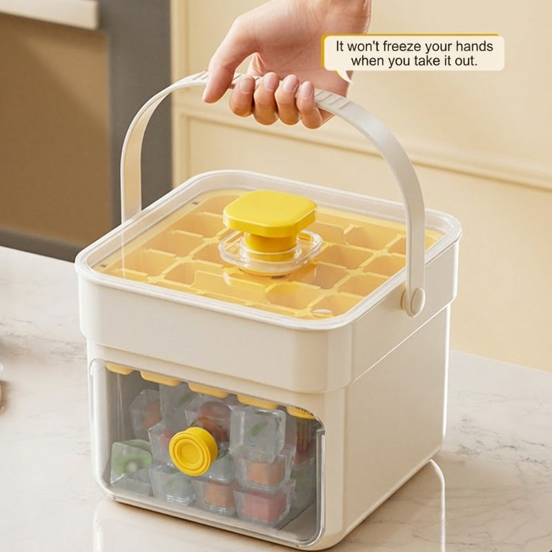 One-Press Ice Cube Tray with Storage Bin