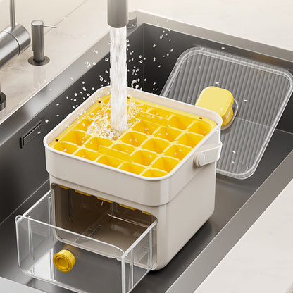 One-Press Ice Cube Tray with Storage Bin