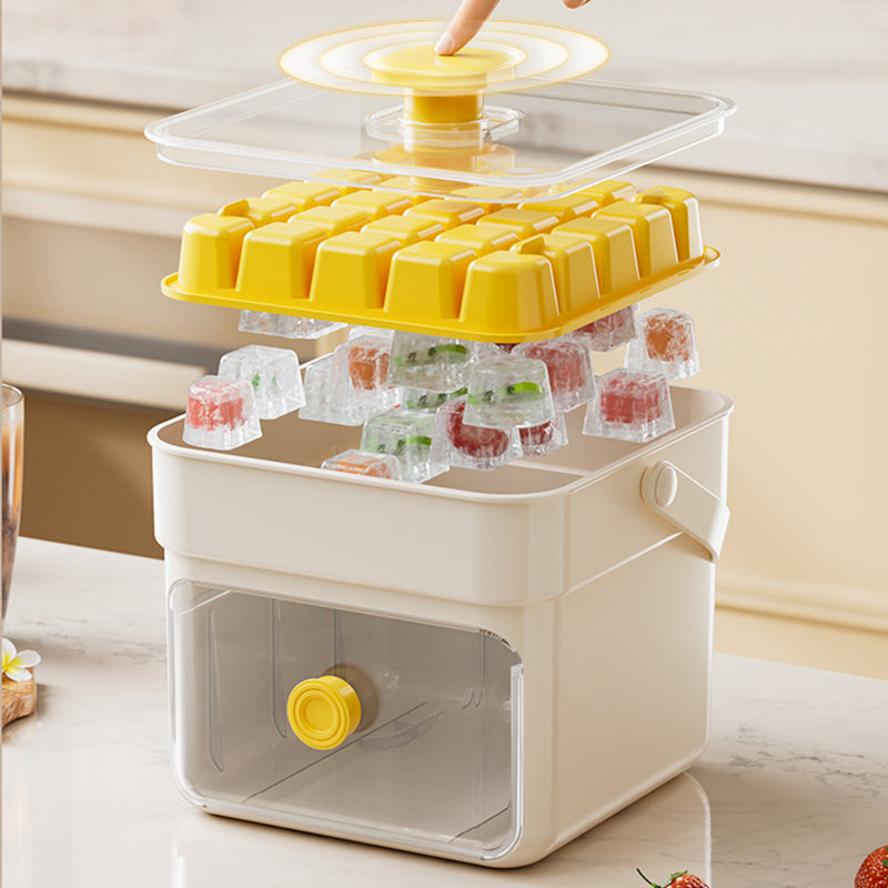 One-Press Ice Cube Tray with Storage Bin