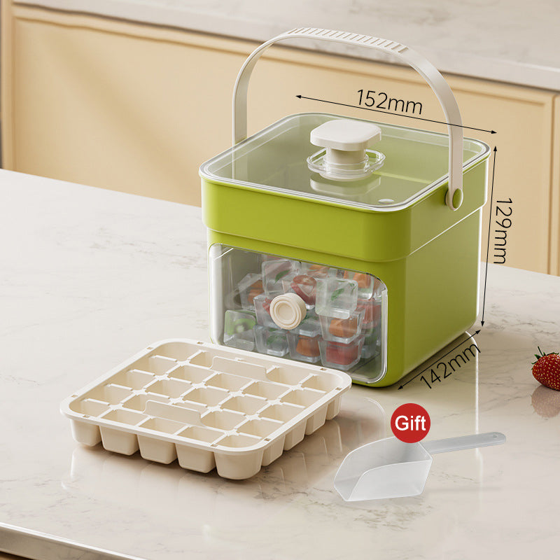One-Press Ice Cube Tray with Storage Bin