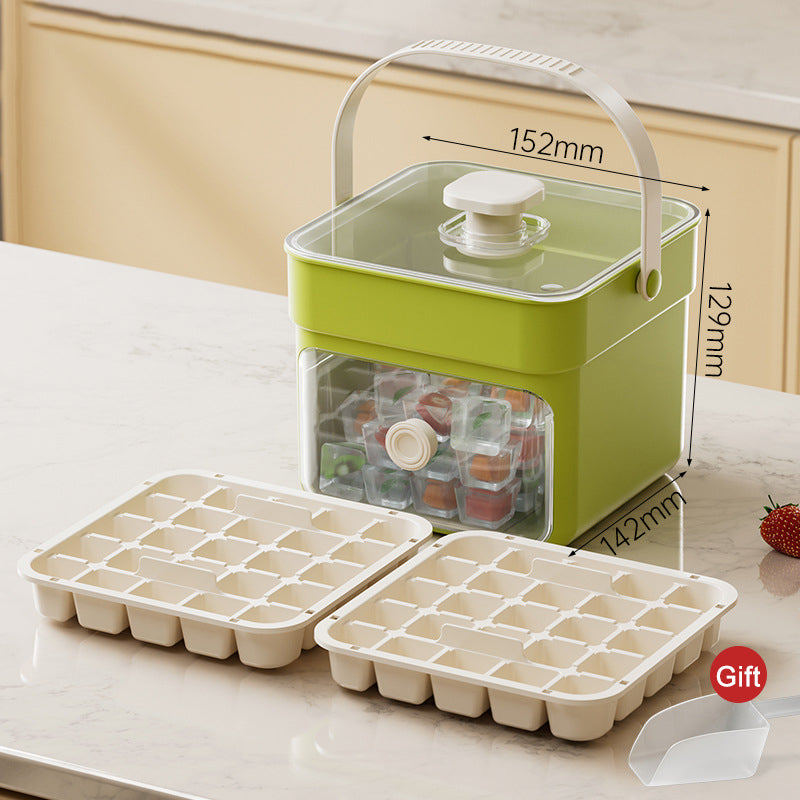 One-Press Ice Cube Tray with Storage Bin