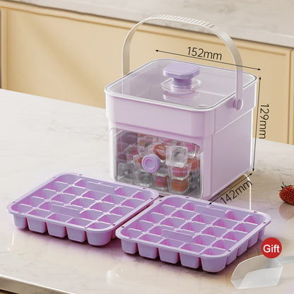 One-Press Ice Cube Tray with Storage Bin